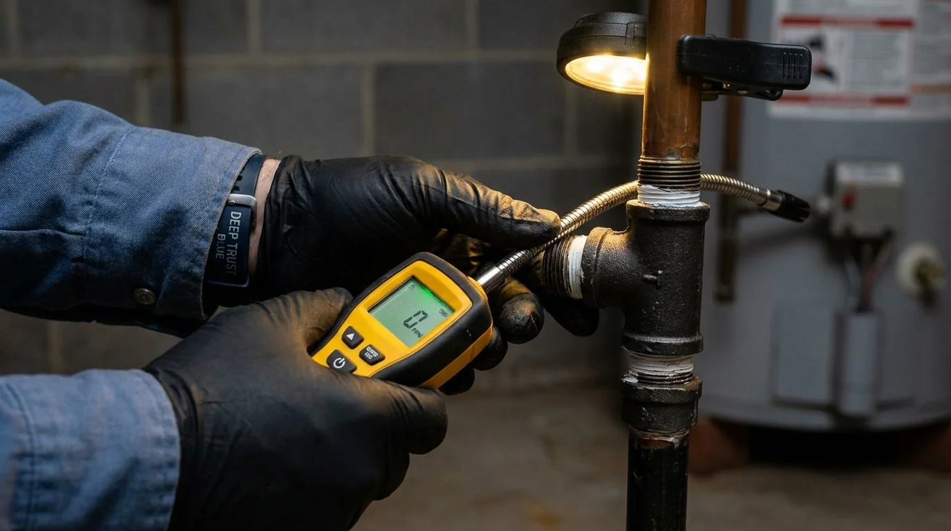 Gas leak detection with electronic sniffer by Johns Plumbing LLC in Clatskanie